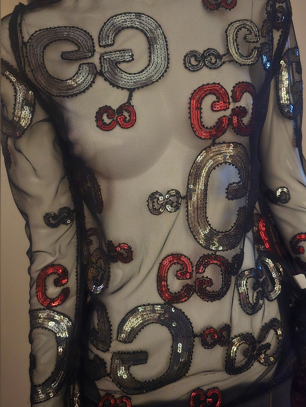 Designer Inspired Sequin Embellished  See Through Blouse